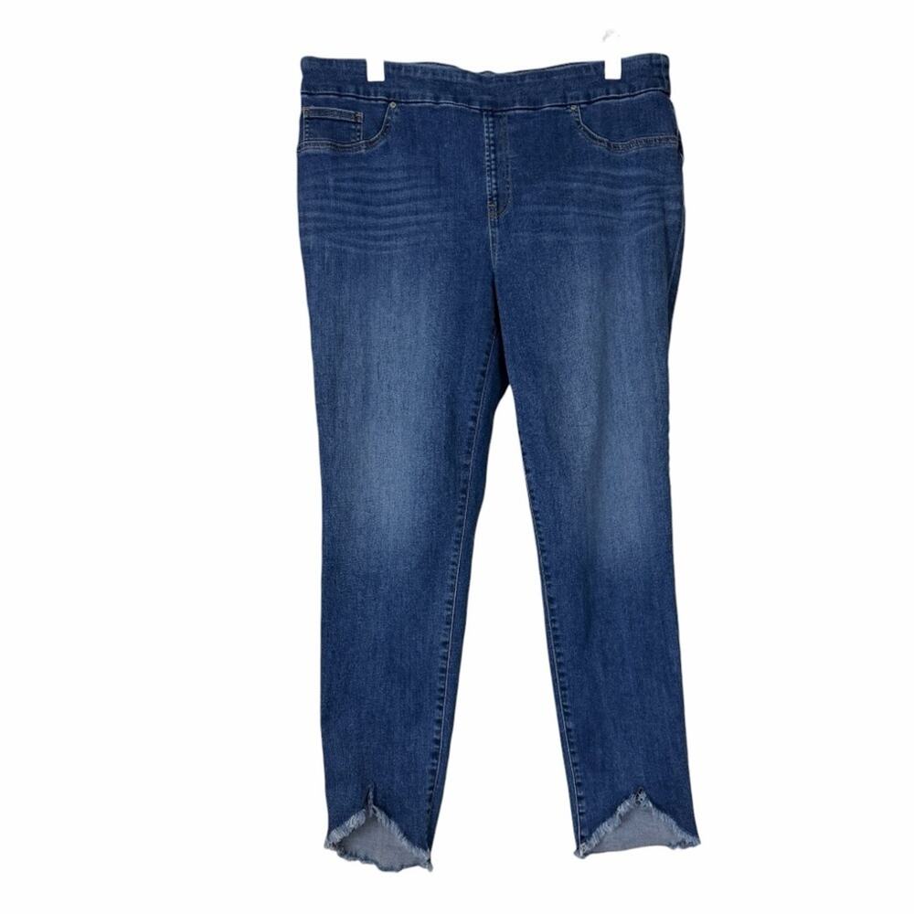 Chico’s Size 3 Pull-On Jegging Raw Hem Ankle Jean Dark Wash Women’s Size 16 TALL